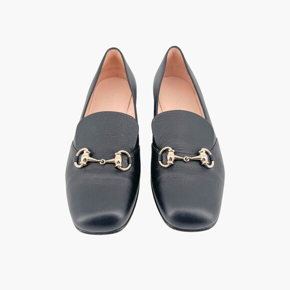 Gucci Horsebit Loafers EU 37 US 7 Black Leather Kira Flat Slip On Shoe Buckle - Picture 2 of 14